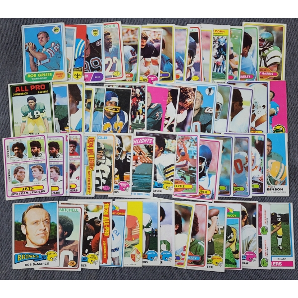 Large Lot of 60 Assorted Early 1970's Topps Football Trading Cards ~ Over 50 Year Old Cards! 
