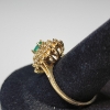 Image 3 : Gorgeous Vintage 14K Yellow Gold Cocktail Ring w/ Green Emerald Surrounded by Diamonds - TW: 4.0g