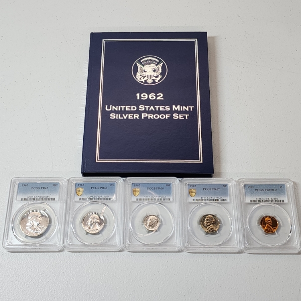 1962 U.S. Proof Set PCGS Graded Complete Set Including 90% Silver - See Description