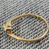 Image 4 : 10K Yellow Gold Ring Ft Two Small Diamonds & Nice Green Center Stone ~ Size 4 ~ Weighs 0.8 Grams
