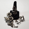 Image 1 : Sterling Silver Rings & Rose Pin - Total Weight: 19.2g