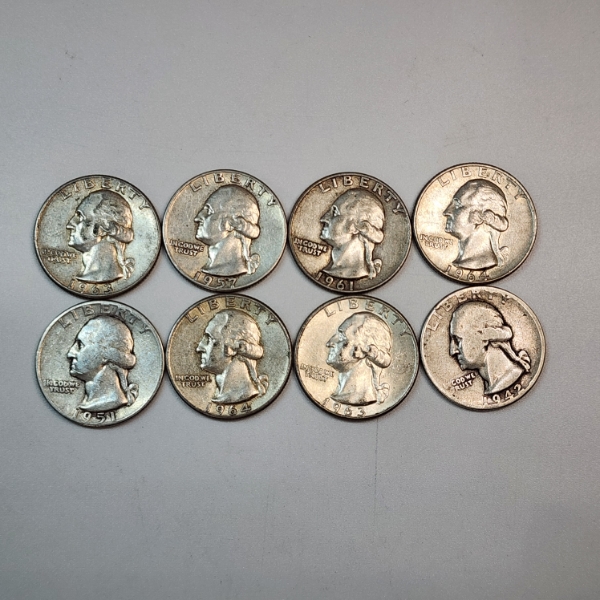$2.00 Face Value in Assorted Years United States 90% Silver Washington Quarters