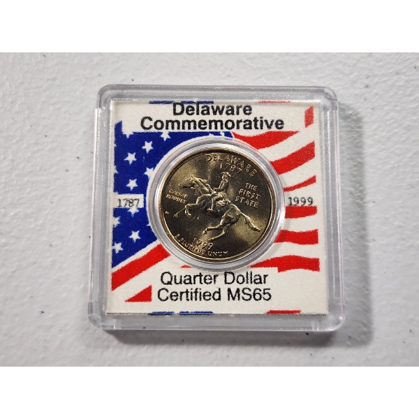 Commemorative 1999 Delaware State Quarter In Holder Certified MS 65