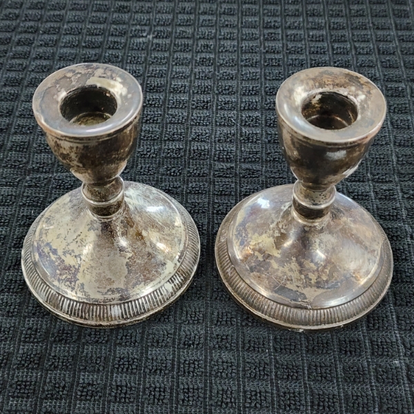 Two Sterling Silver Weighted Candlestick Holders Made By Duchin Creation ~ Total Weight: 382.2 Grams