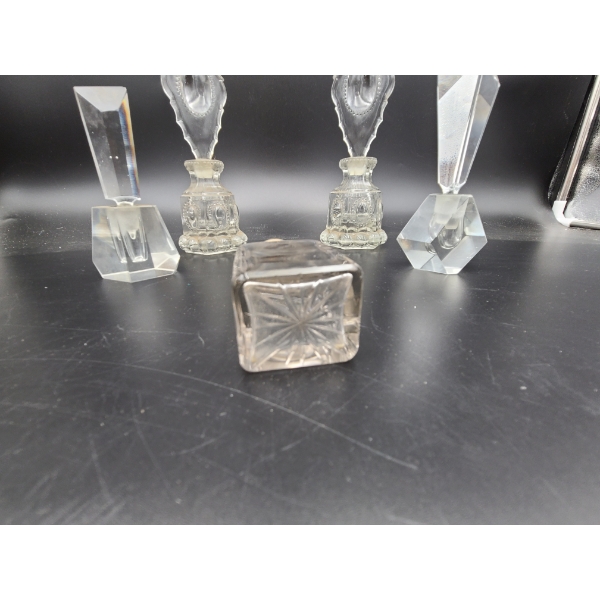 5 Vintage Gorgeous Glass Perfume Bottles with Stoppers - Unique Shapes and Designs!