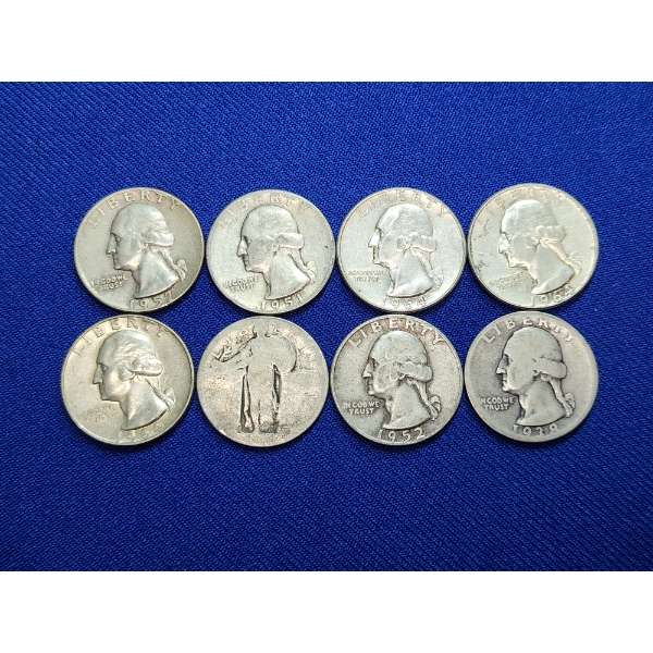 Assorted Years 90% U.S. Silver Quarters - Face Value $2.00