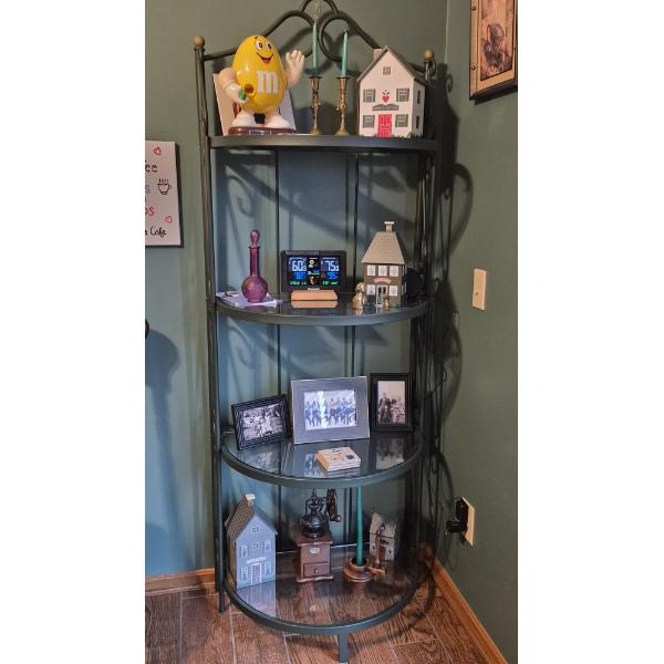Louisville Home Pickup - Tall Metal & Glass Shelves Display / What Not Stand - Excellent Like New


