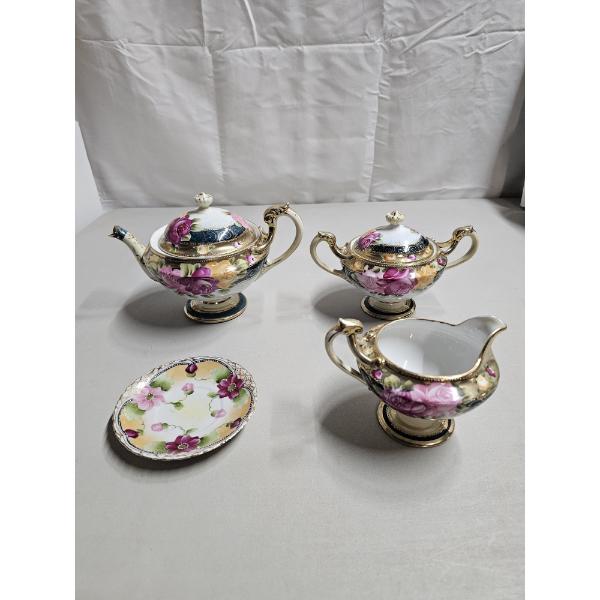 Gold Rimmed Nippon Tea Set (4pc) - Vintage Japanese Tea Set