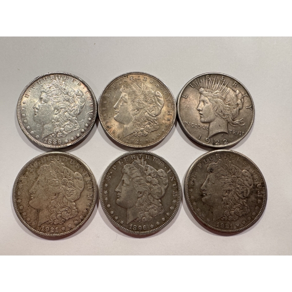 6 Beautiful OLD United States Silver Dollars - Guaranteed Authentic - Incredible Coins 
