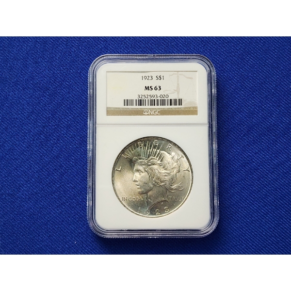 1923 Silver Peace Dollar NGC MS 63