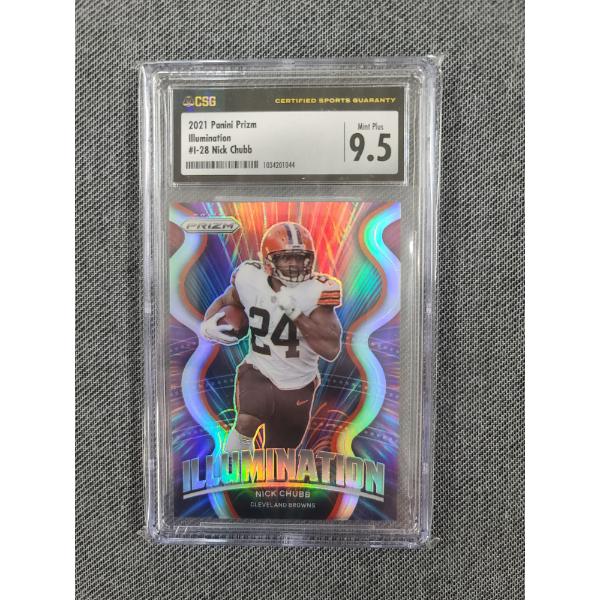 CSG 9.5 Mint Plus 2021 Panini Prizm Illumination #I-28 Nick Chubb