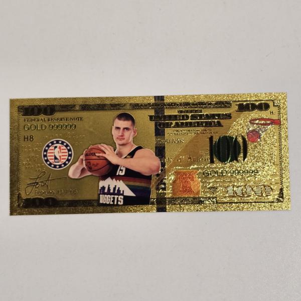 Nikola Jokic $100 Gold Foil Novelty Bill