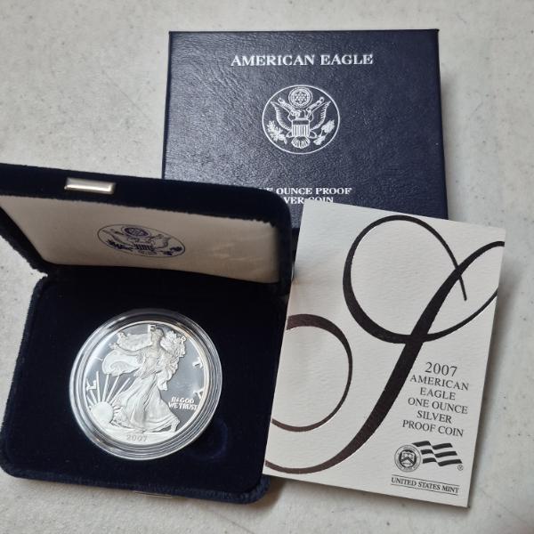 2007 W (West Point Mint) United States Silver Proof 1 Oz .999 Eagle In Case