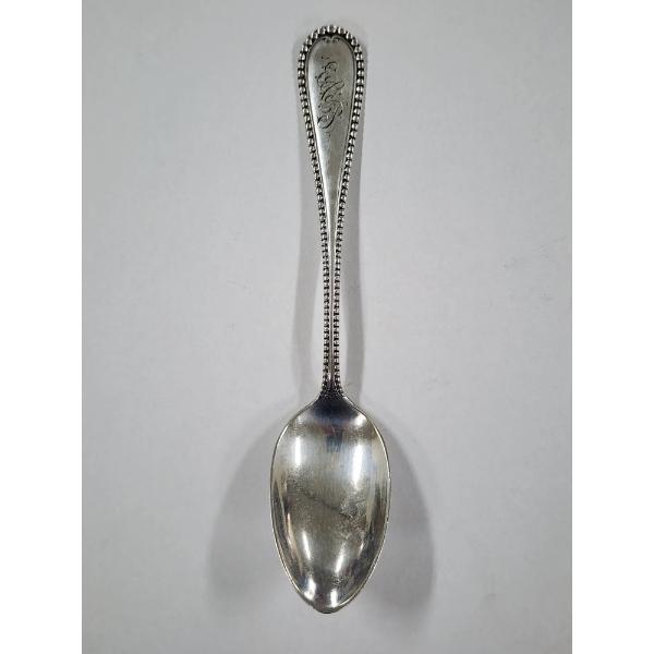 Nice Sterling Silver Spoon With Engraving Featuring Newport Shell Pattern Weighing 28.7 Grams