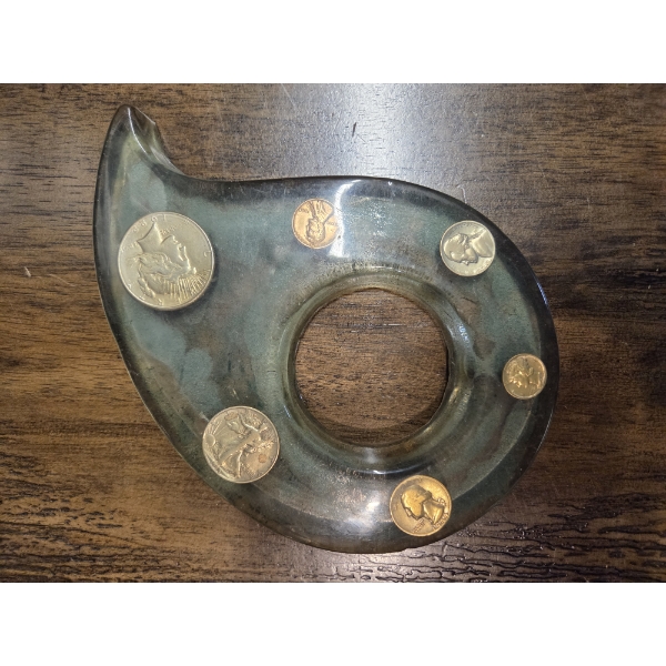 Coin Set Encased In Clear Resin