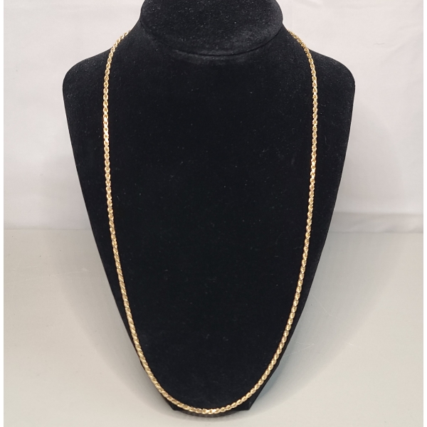 Beautiful 14K Yellow Gold Twisted Rope 24" Necklace - Weight: 14.7g