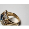 Image 3 : Gorgeous 14K Gold Ring with Diamonds and Large Blue Stone Total Weight 7.9g - Size 8