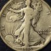 Image 2 : HTF 1916 P  Walking Liberty Half dollar (50c) - Circulated see Pics