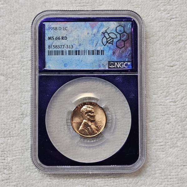 NGC MS 66 RD 1958 D 1C Lincoln Wheat Cent