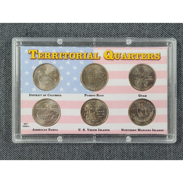 Territorial Quarters Display Collection Featuring Six Different Commemorative Quarters - $1.50 F.V.