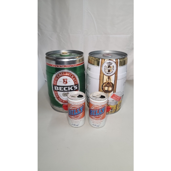 (2) Collectible EMPTY Beck's & Warsteiner Mini Kegs