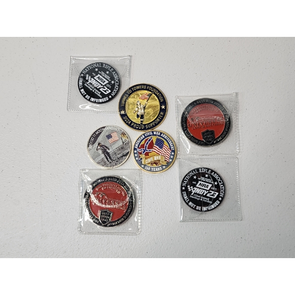 Lot of 7 Collectible Tokens: Apollo 11 Moon Landing, NRA, Civil War Anniversary