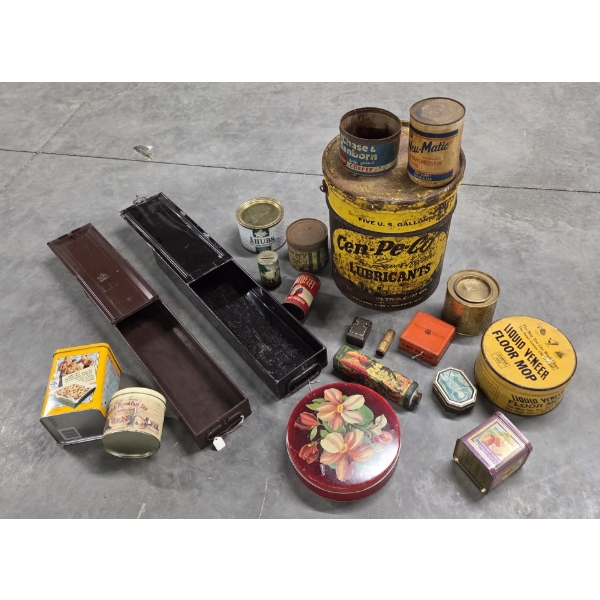 Huge Vintage Tin Collection Including Oil Cans & More