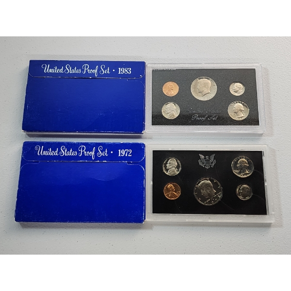 Two United States Mint Proof Sets In Original Packaging: 1983 & 1972