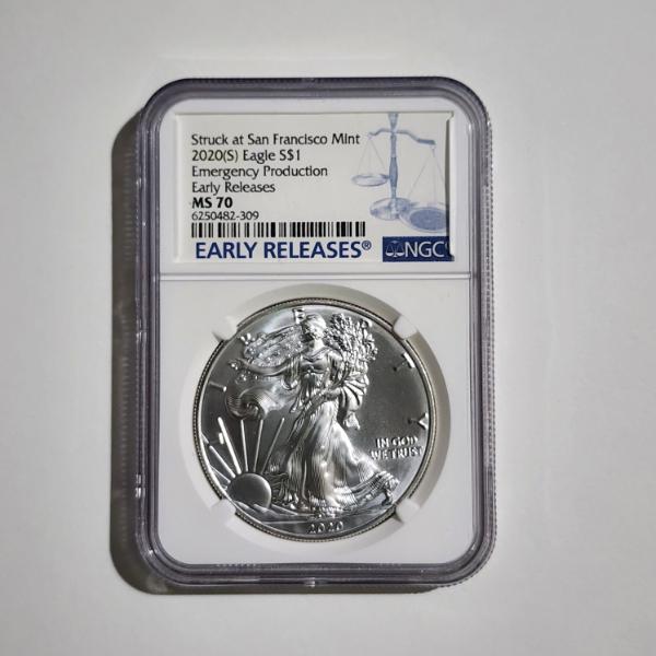 NGC MS70 Graded 2020-S Silver 1 Oz American Eagle Emergency Production Early Releases 