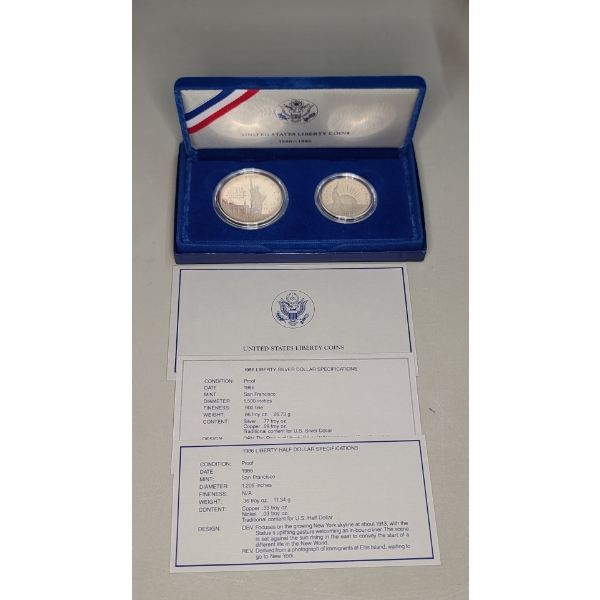 1986 United States Liberty Commemorative Proof Coin Set Including 90% Silver Liberty Proof Dollar