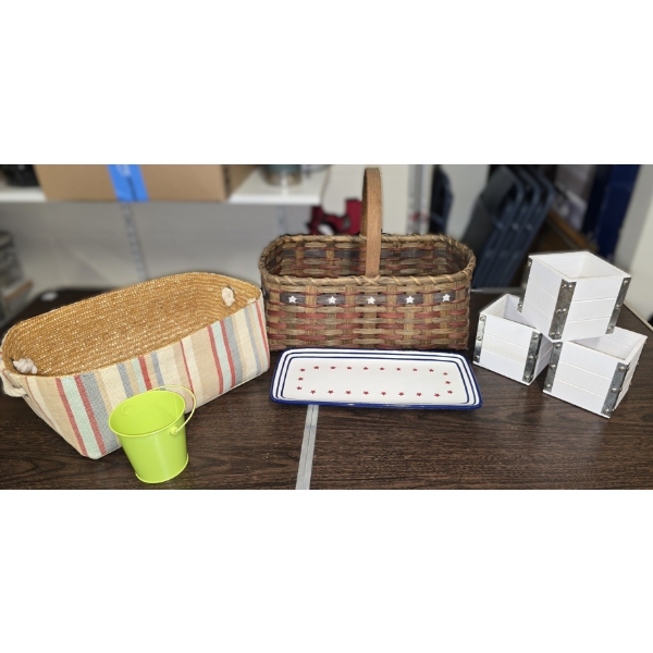 7pc Storage Collection incl Large Baskets, Rectangular Dish and More