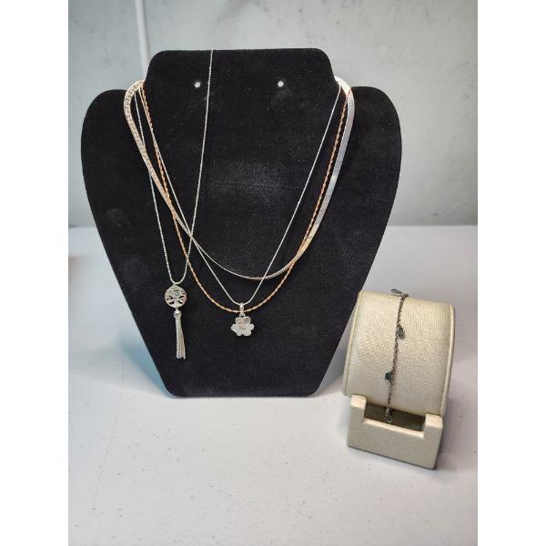Lot of Sterling Silver Necklaces and Bracelet - Assorted Styles - Total Weight: 14.8g