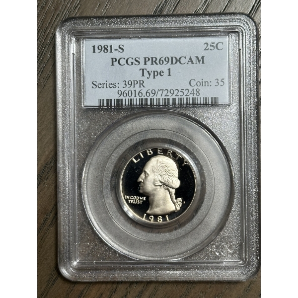 PCGS PR69 DCAM 1981-S Type 1 Washington Quarter