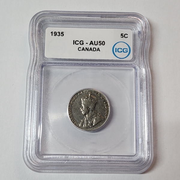 1935 Canada 5 Cents - ICG AU50