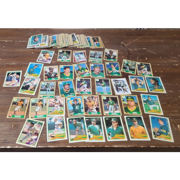Near Mint 1980's Oakland Athletics Topps Tiffany Baseball Trading Cards - All in Card Sleeves