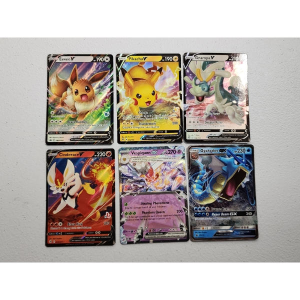 6 Near Mint Pokemon Cards ft. Eevee V HP 120, Vespiquen ex HP 270