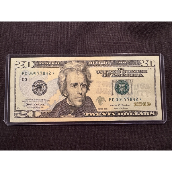 Series 2017 United States $20 Andrew Jackson STAR NOTE In Protective Holder - Mint Condition