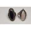 Image 1 : (2) Sterling Silver Rings - Black Onyx Size 5 & Mother Of Pearl Inlay Size 9.5 - Weight: 11.6g