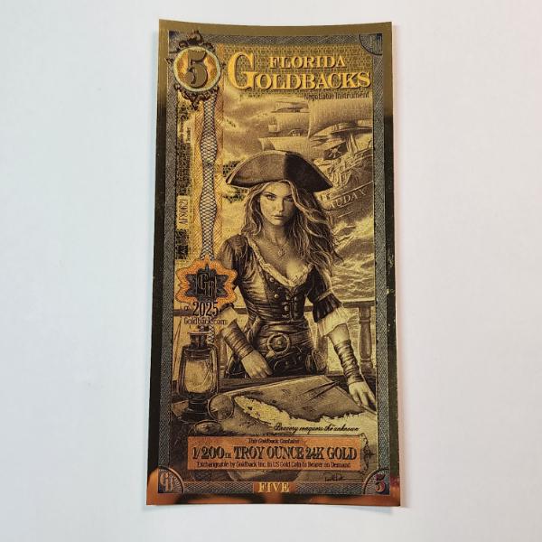 2025 *ALPHA SERIES* Florida 5 Goldback Note, Audax - 1/200th Troy Ounce 24K Gold 