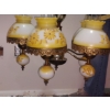 Image 4 : Vintage 5 Globe Yellow Flower Painted Over Milk Glass Shades - Electric - Just Needs Wiring Extentio