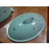 Image 2 : Vintage Cast Iron & Porcelain Oval Covered Cook Pot 16" by 9 1/2"  See Pics