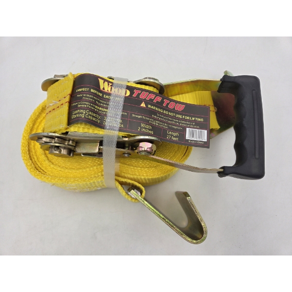 Brand New Wood Tuff Tow 2'' Wide 27 Ft. Long Ratchet Tie Down/Tow Strap