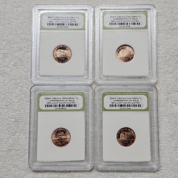 Four INB Brilliant Uncirculated 2009-P Lincoln Bicentennial Pennies