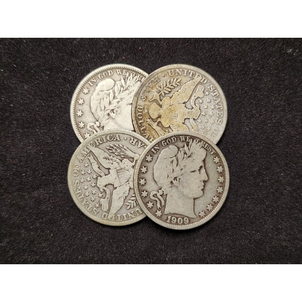 $2.00 Face Value in 90% Silver Barber Half Dollars - Assorted Conditions!