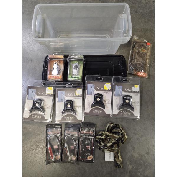  Brand New Storage Container, Four Safe Lights, 3 Bore Cleaning Lights, Golf Tool, Utility Key Ring 