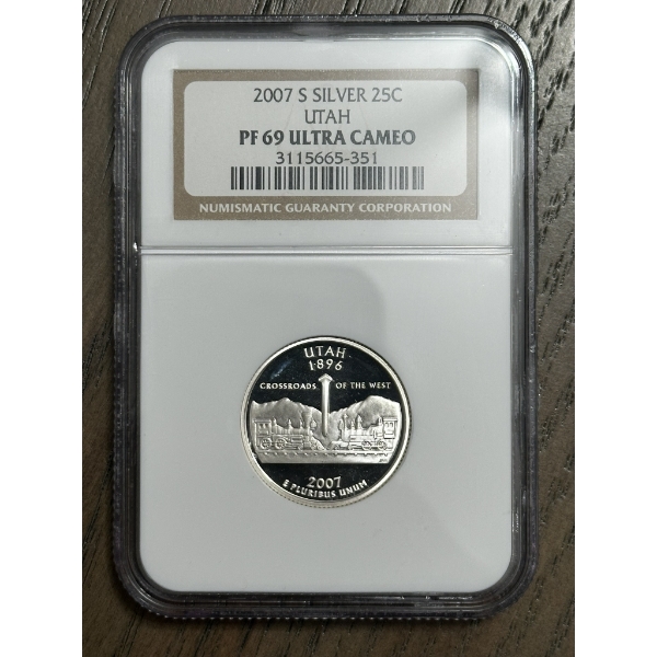 NGC PF69 Ultra Cameo 2007-S Silver State Quarter -  Utah