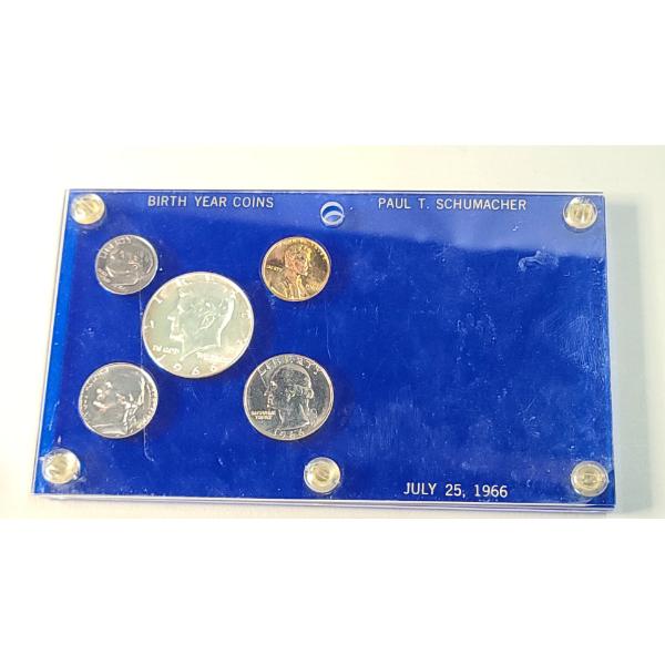 1966 U.S Coin Set In Acrylic Display