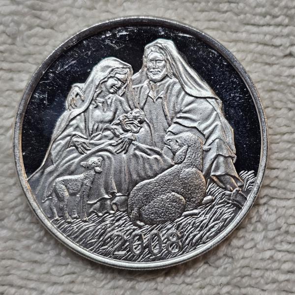 2008 Christmas Nativity Scene 1 oz .999 Fine Silver Round