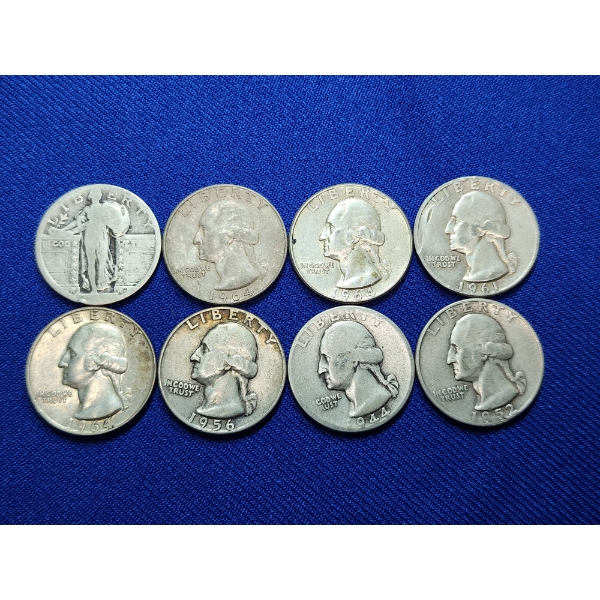 Assorted Years 90% U.S. Silver Quarters - Face Value $2.00