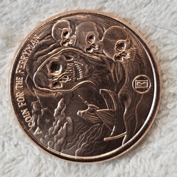 1 oz .999 Fine Copper Bullion Round titled "A Coin for the Ferryman"
